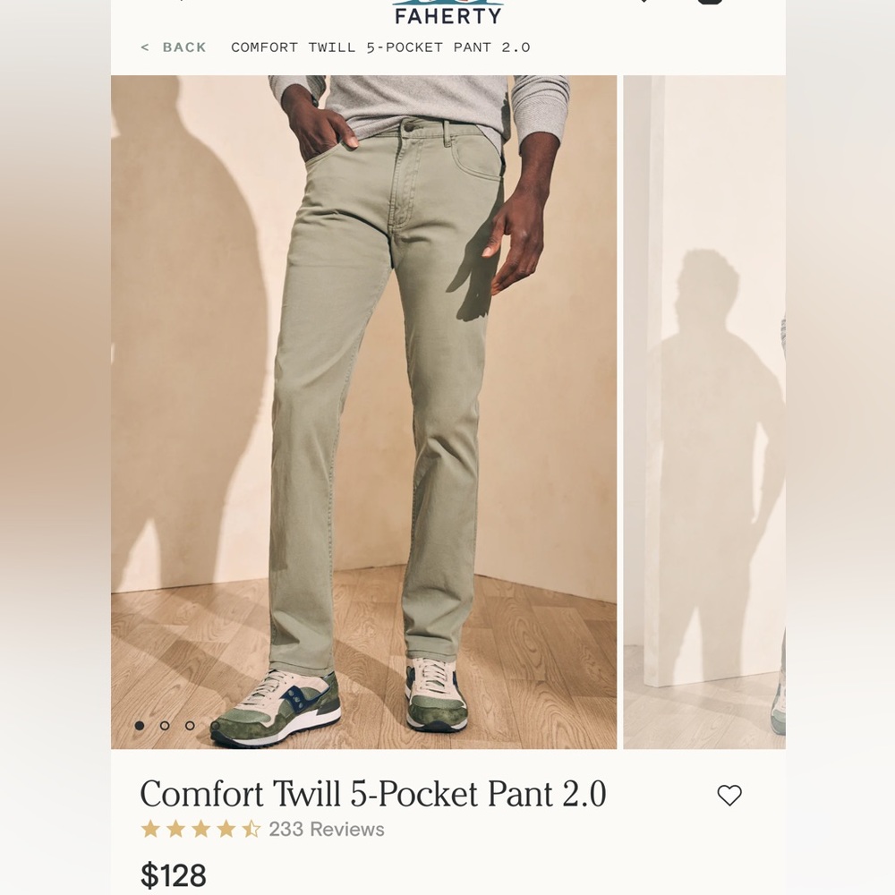 Faherty Twill 2.0 5 pocket stretch comfortable jeans